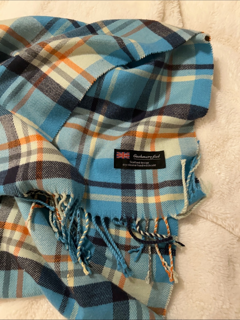 Blue Plaid Cashmere scarf. In great condition.